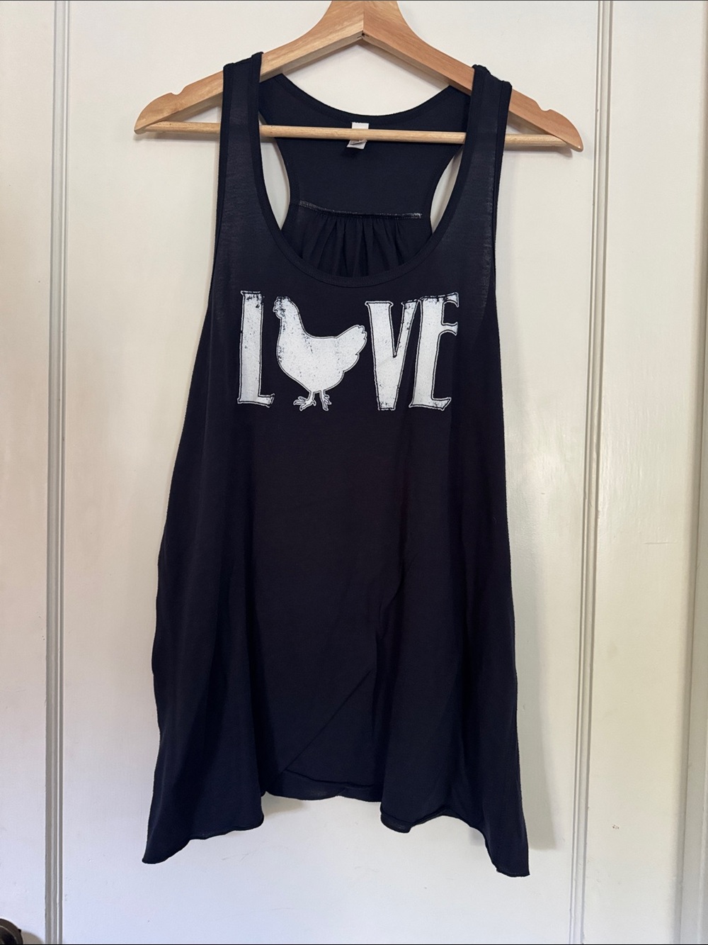 Bella Canvas Black Tank Top with White LOVE Chicken Graphic